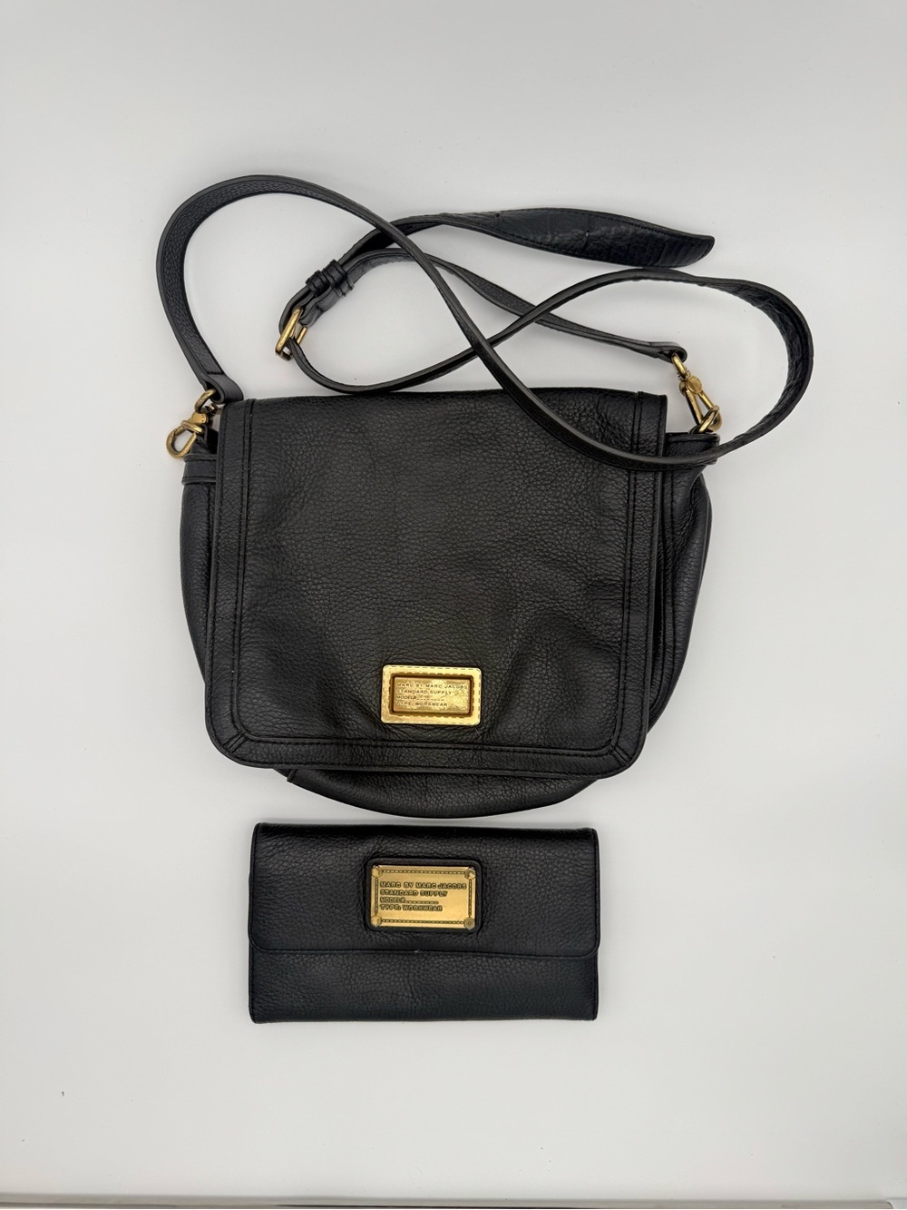 Marc by Marc Jacobs Standard Supply Black Leather Crossbody Bag + Wallet Set